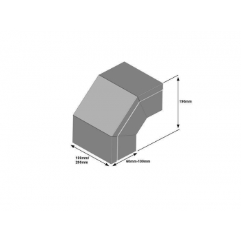 Formstück vertikal fallend 90° für Kanal 200x100mm mit Deckel